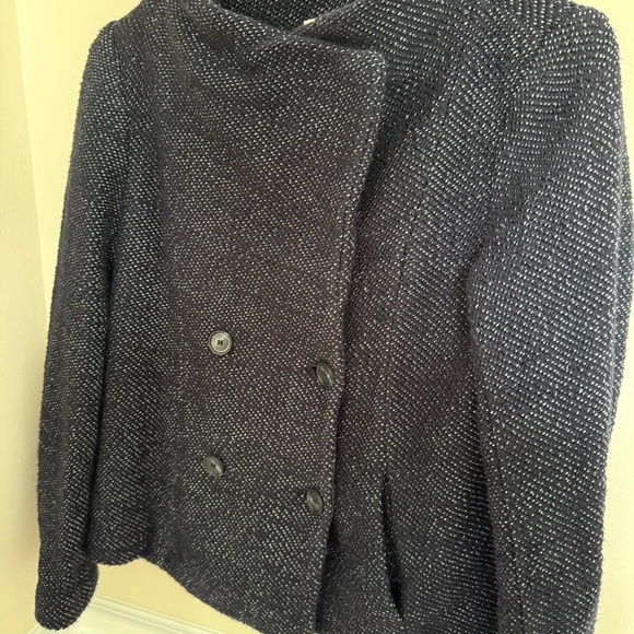 Navy Blue Pebbled Women’s LOFT Small Petite NWOT Peacot Heavyweight Winterwear - Picture 4 of 10